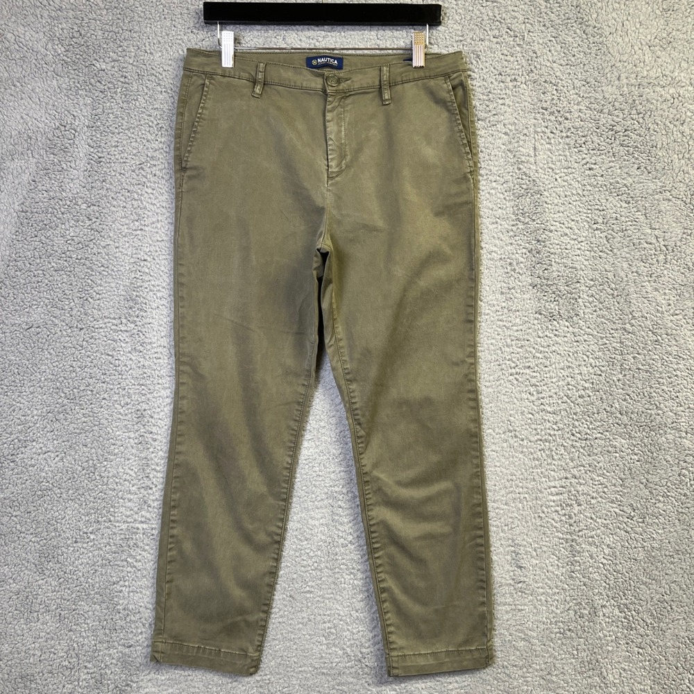 Nautica Ankle Trousers Pants Women 8/29 Olive Green Utility Chino Military